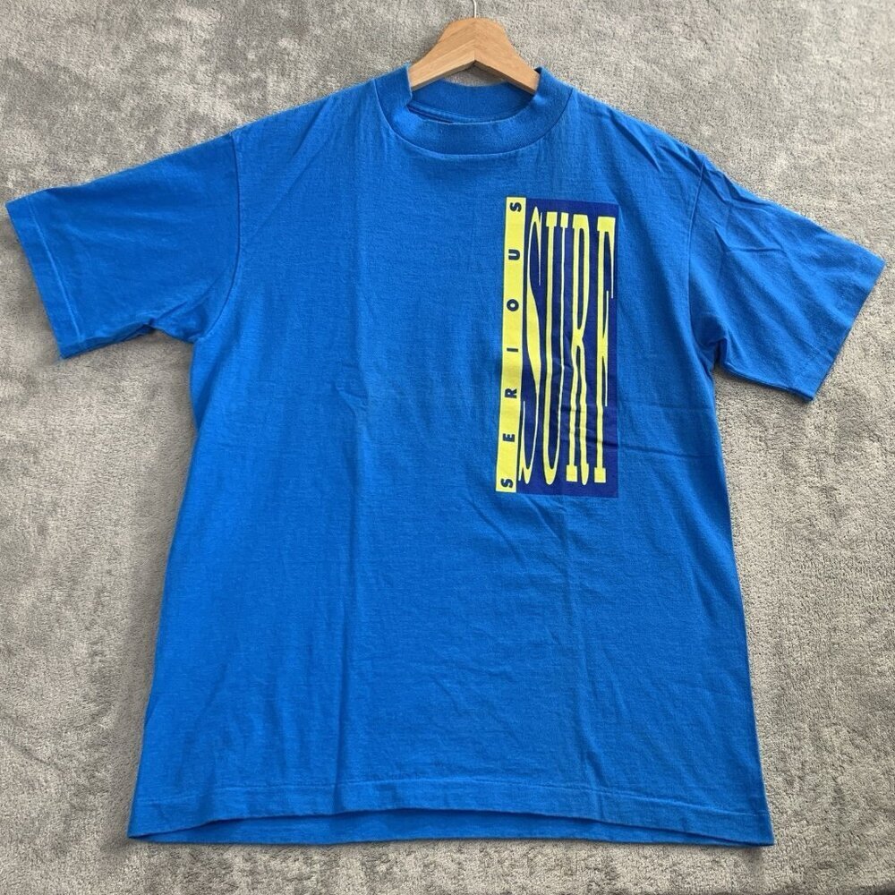 Vintage Surf Gear Shirt Mens Medium Serious Surf Beach Retro USA Single Stitch